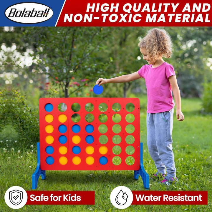 4 in a Row Tabletop Game – 1.8 Ft 4 to Score Game for Kids & Adults, Indoor/Outdoor Family Yard, Portable Party for Home, Picnic & Travel, Plastic Version.