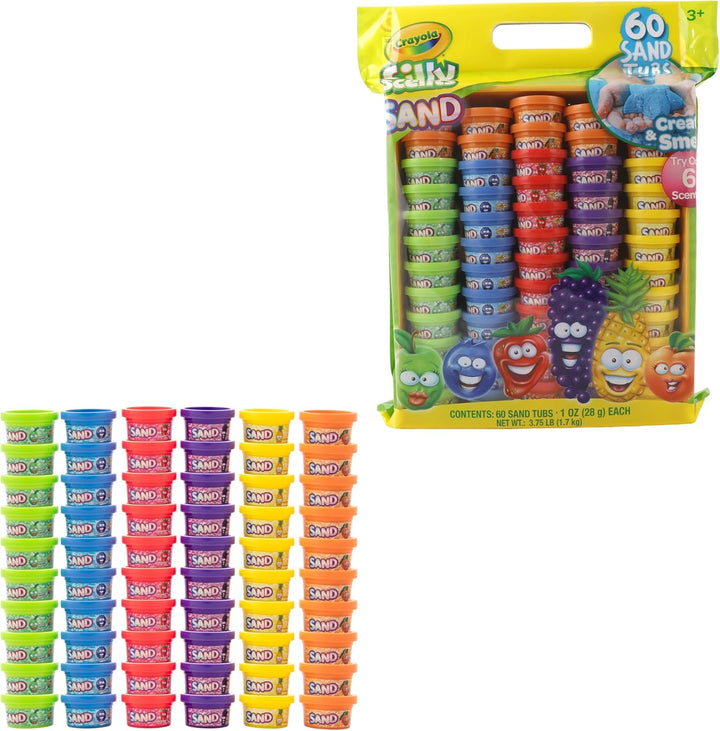 Play Sand, Silly Scents | 60 X 1Oz Tubs of Moldable Play Sand in 6 Bright Colors | Christmas Party Favors for Kids Goodie Bags, Classroom Prizes, Sensory Bin Toys, Bags