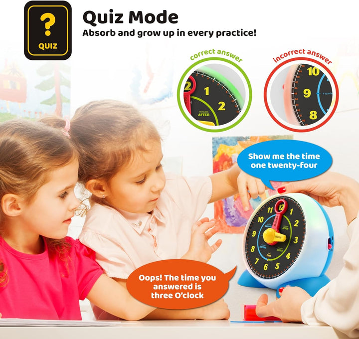 Learning Clock - Educational Talking Learn to Tell Time Teaching Toy with Quiz and Music Sleep Mode - Toddlers & Kids Ages 3, 4, 5, 6 Years Old Boy and Girl Birthday Present