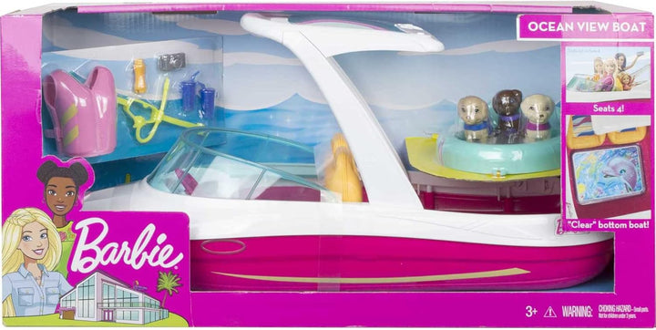 Floating Dolphin Magic Boat with Glass Bottom, 3 Puppies, Floating Raft and Accessories