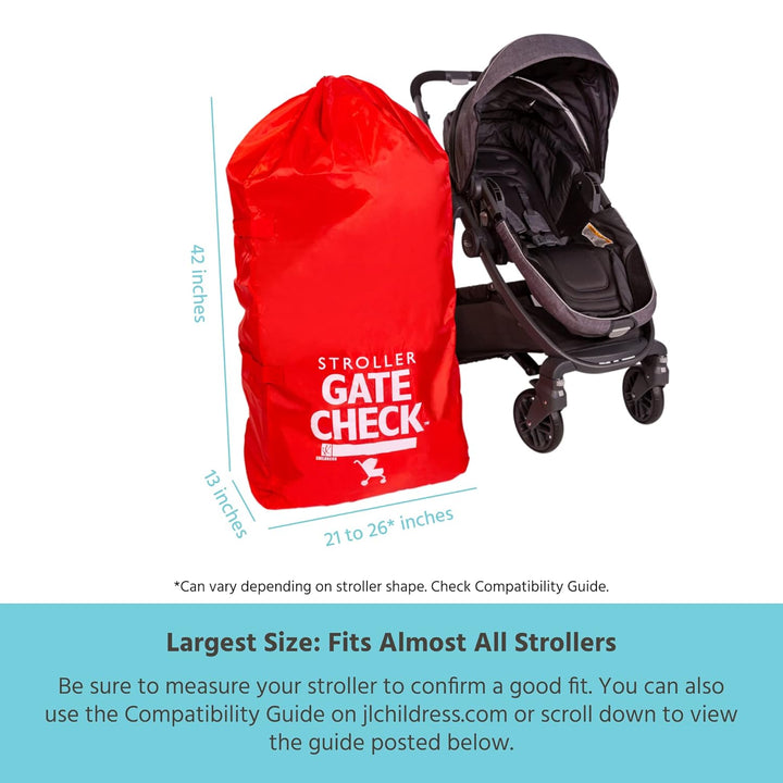 Gate Check Bag for Single & Double Strollers - Travel Bag for Airplane, Fits Most Standard Baby Strollers, Airport Accessories for Gate Check, Flying Essentials - Red