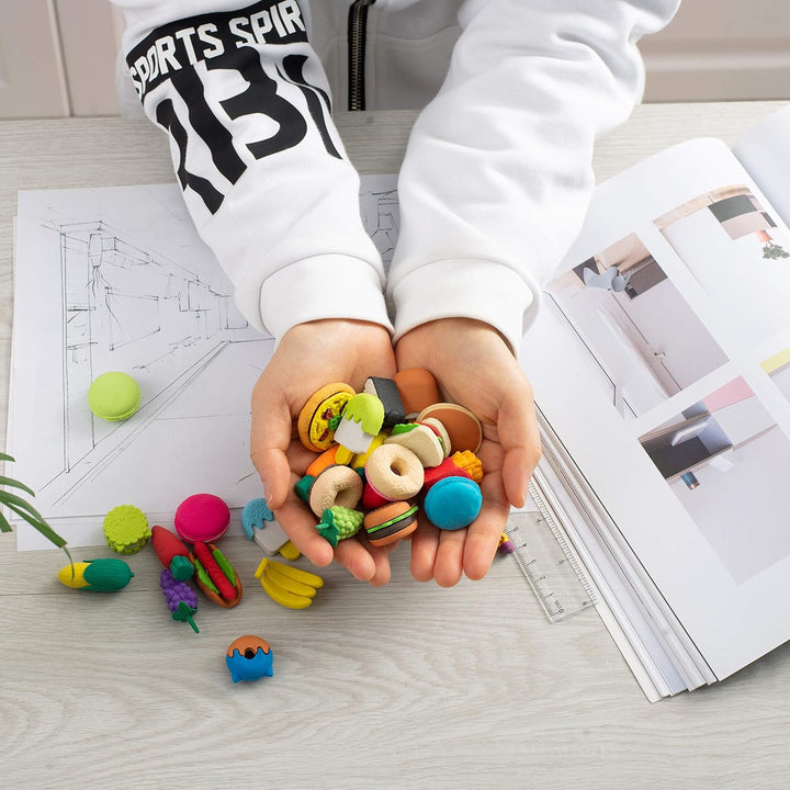 - Mini Food Erasers for Kids, 30 Pcs, 3D Mini Erasers for Kids, Non-Toxic & Safe for Children, No Smudge