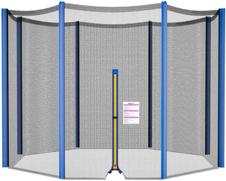 Trampoline Net Replacement 10FT 12FT 14FT 15FT 16FT Netting Replacement for round Frame Trampolines Enclosure Net 6 Poles 8 Straight Poles Sleeve Zipper Protection Buckles