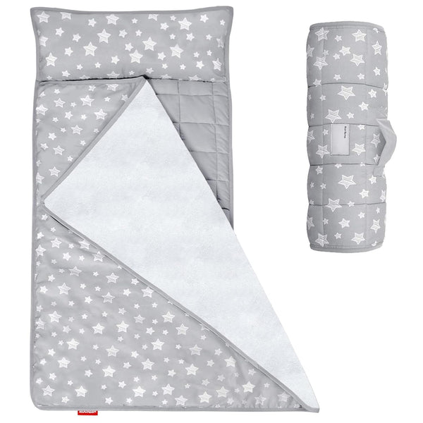 Toddler Nap Mat with Fleece Minky Blanket, Lightweight, Soft Perfect for Kids Preschool, Daycare, Travel Sleeping Bag Boys and Girls, 21" X 50" Fit Standard Cot