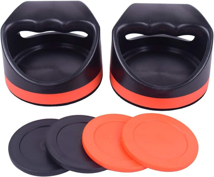 Plastic Air Hockey Strikers/Pushers, 2 PCS 4" Plastic Air Hockey Pushers and 4 PCS 2.75" Pucks Replacement for Game Tables Goalies Equipment Accessories