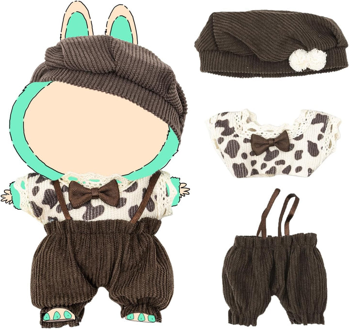 Clothes for Labubu 17Cm Dolls(No Doll) Dolls Outfit for Labubu with Accessories Suit Cute for Lububu Stylish Dress up Set for LA BUBU Patterned Skirt