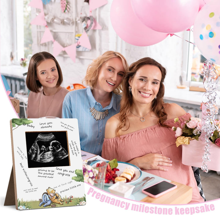 Baby Shower Sign Picture Frame, Winnie Sonogram Frame, Classic Pooh Signed Message Photo Frame, Gender Reveal Gift 4.3 * 5.3 in Photos