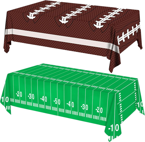 Football Party Decorations Disposable Tablecloth Plastic Touchdown Table Cover for Super Bowl Football Birthday Party Decorations and Games Tailgate Decorations 54 X 108Inch, 2 Pack