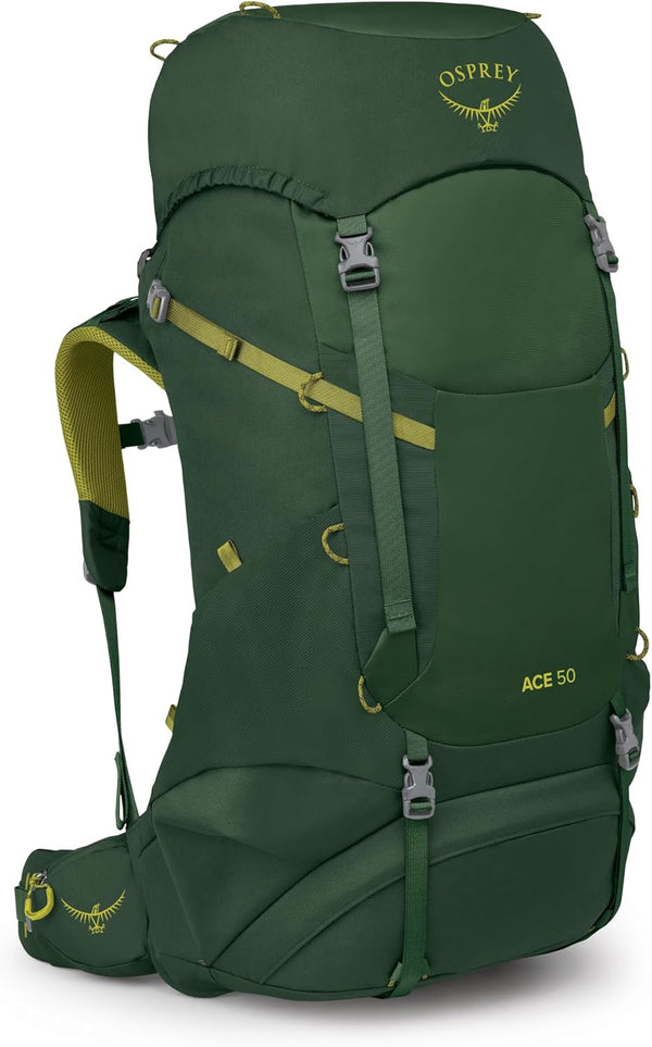 Ace 50L Kids' Backpacking Backpack, Green Canopy