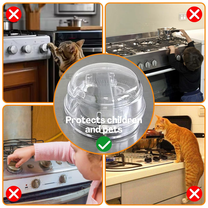 5-Pack Stove Knob Safety Covers,Upgraded Press Gas Stove Knob Locks,Durable Design Childproof Oven Knob Locks for Babies and Pets, Sticky and Easy to Install,Transparent