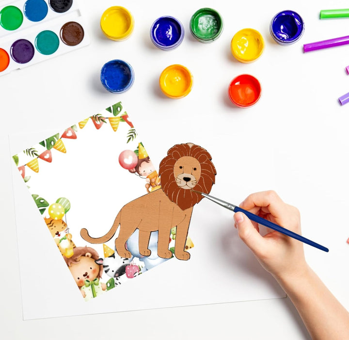 Safari Party Favors - 12 PCS Jungle Craft Kits Party Supplies - Safari Jungle Wooden Painting Kit for Kids with Bubble Wand - Wild Animals Christmas Birthday Goodie Bags Gifts Prizes Girls Boys