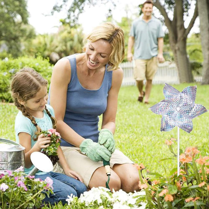 Reflective Pinwheels,10-Pack Extra Sparkly Pinwheels for Garden Decor, Pinwheels for Kids,Scare Birds Away from Garden Yard Patio Lawn Farm (10 Pack).