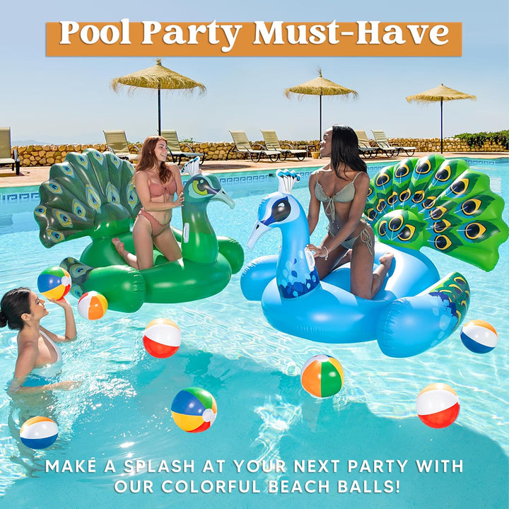 Rainbow Beach Balls(12 Pack), 12'' Inflatable Swimming Pool Toys for Summer Water Games Kids Birthday Party Supplies Combo Set Include Inflatable Beach Balls