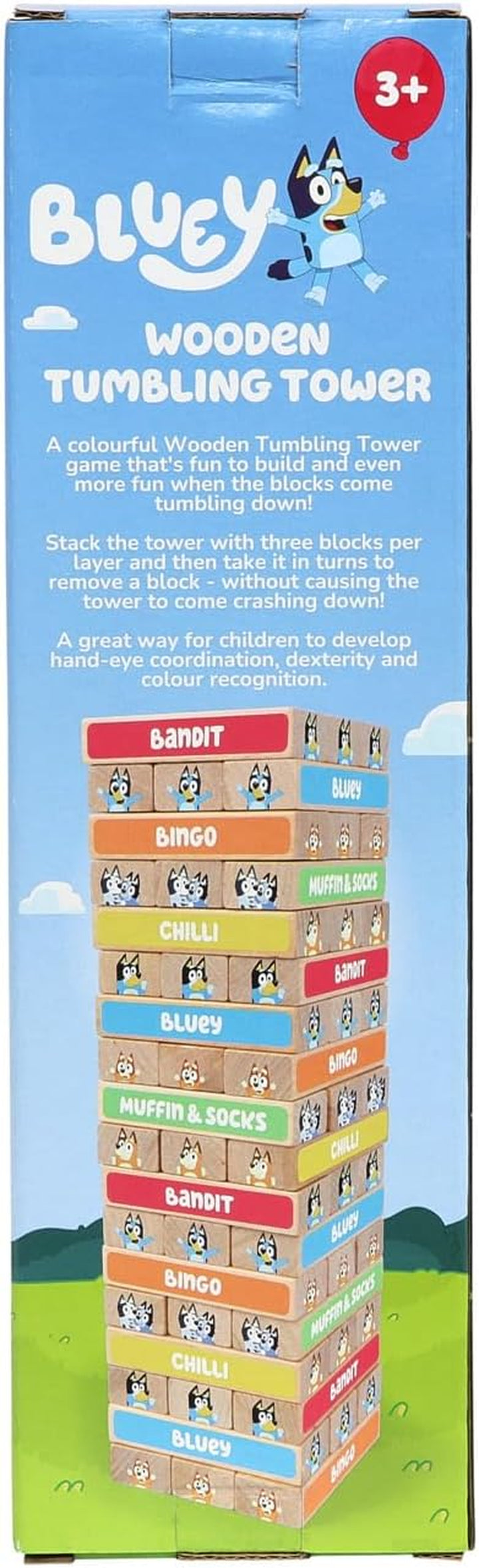 Tumbling Tower – 54 Colorful Wooden Blocks – Fun Family Game – FSC Certified for Children 3 Years and Up