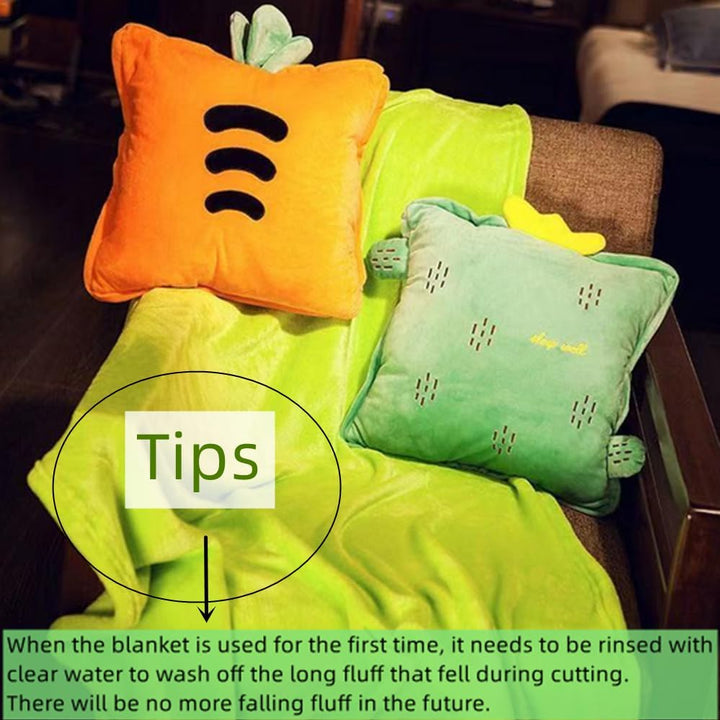 15" Stuffed Fruit Travel Blanket and Pillow Set,3 in 1 Plush Stuffed Hugging Pillow with Warming Hands Pillow Blanket for Kids Gift Travel Airplane Train Bed Office Nap (Pink - Strawberry)
