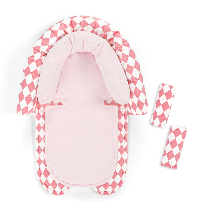 Baby Car Seat Head Support for Newborn,  2 in 1 Infant Car Seat Head Body Support with Strap Pads, Soft Stroller Cushion Pillow Insert for Girls, Fits for Stroller, Swing, Pink Floral
