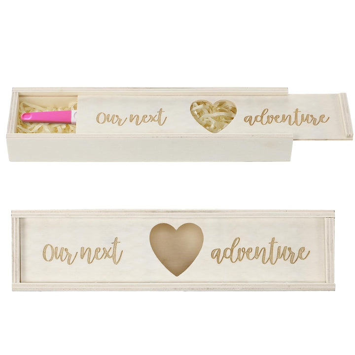 Pregnancy Test Gifts Box Keepsake Box Pregnancy Announcement for Husband Wooden Baby Reveal Announcements Surprise Ideas Test Holder Baby Souvenir Gifts for Dad Grandma Grandparents(Brown)