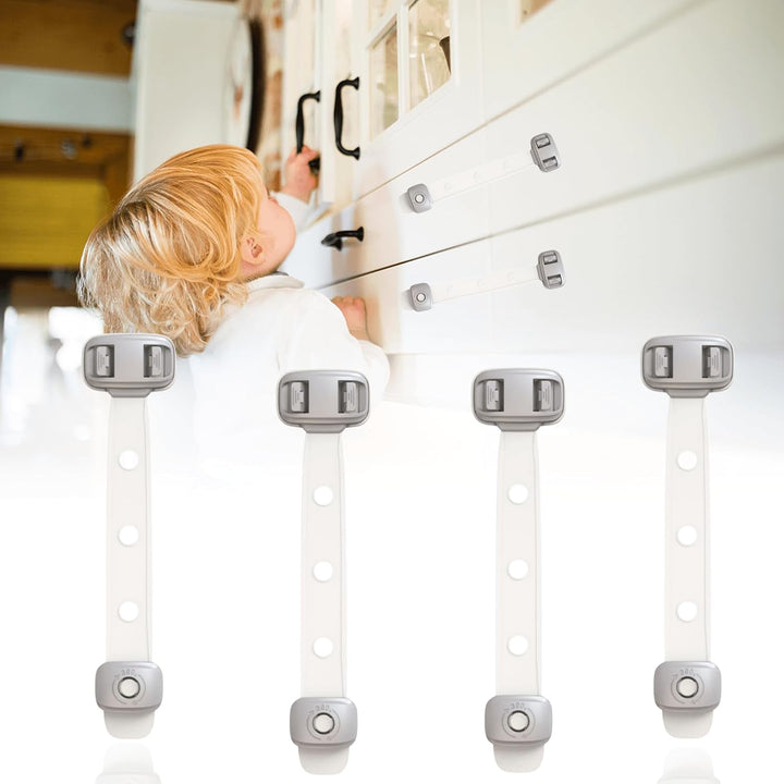 Fridge Locks,Refrigerator Door Lock,Child Proof Safety Cabinet Lock with Strong 3M Adhesives,Fridge Locks for Kids,Adjustable Strap Multi-Purpose for Cabinet,Drawers,Freezer,Oven (2 Count (Pack of 1))