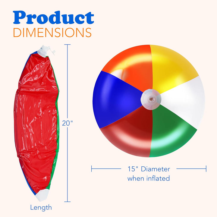 Beach Balls [3 Pack] 20" Inflatable Beach Balls for Kids - Pool Games Toys for Kids & Toddlers, Classic Rainbow Color