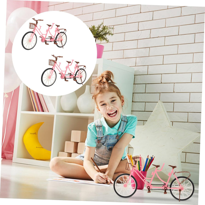 2-Person Bicycle Toy for Boys and Girls Double Seat Doll Accessories Mini Cycle Pedals for Boys and Girls for Playtime and Imaginative Fun