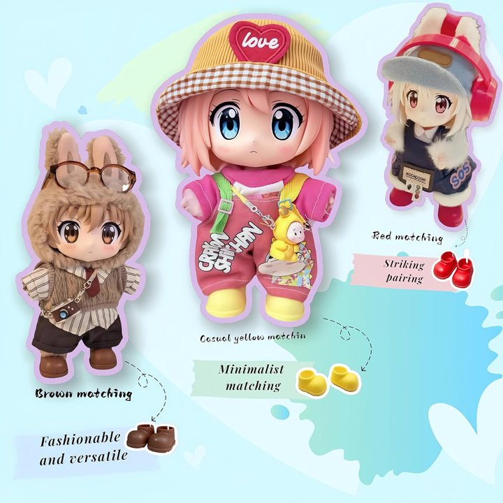 Doll Shoes for Labubu,10 Pairs Cute Labubu Shoes Set,Including Pink Labubu Boots,17Cm Labubu Accessories(No Doll)