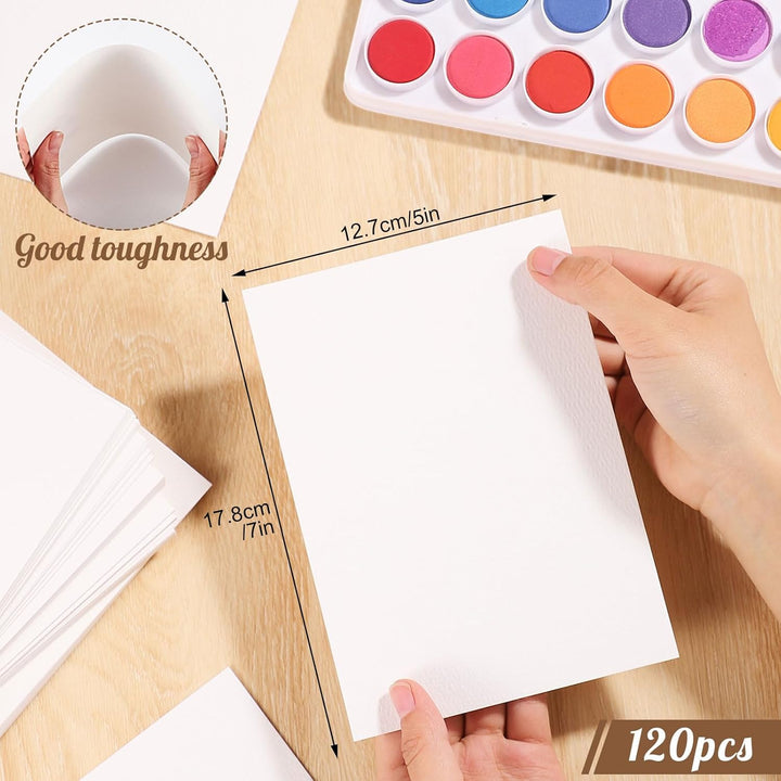 120 Sheets Watercolor Paper Bulk, 140 Lb/300 GSM Cotton Cold Press White Paper, 5 X 7 Inch, Perfect for Kids, Students, Artists