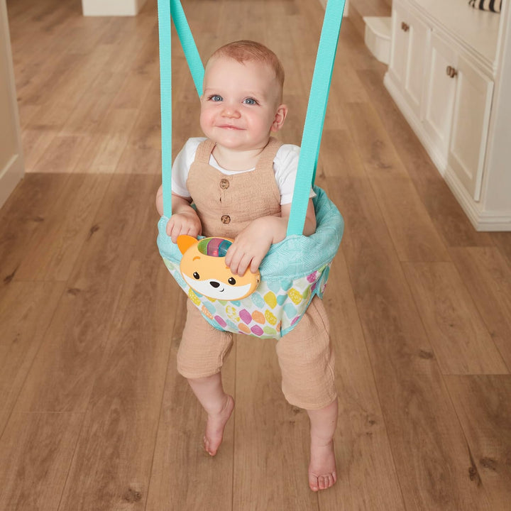 2-In-1 Music & Lights Doorway Jumper - Engaging Activity Jumper with Motion-Activated Sounds for Babies, Fox