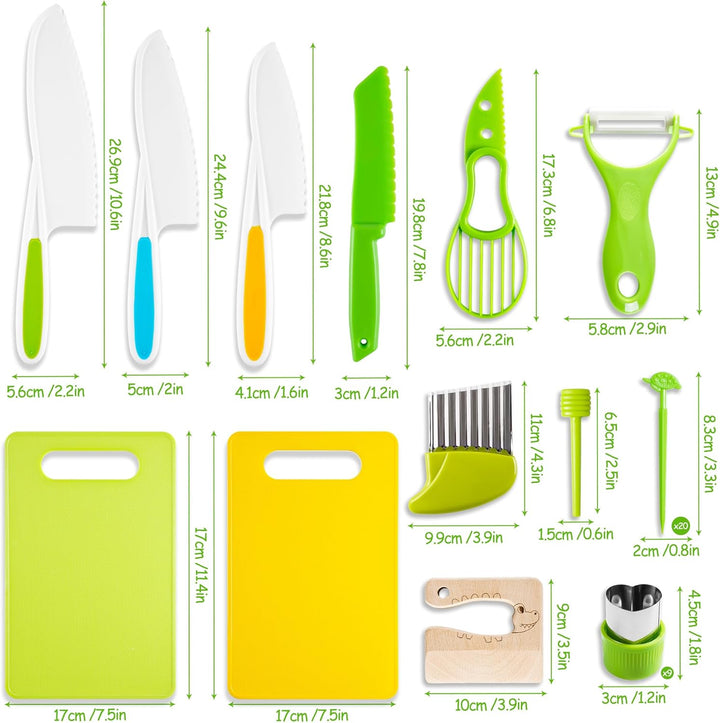 40Pcs Kids Knife Set for Real Cooking: Montessori Kitchen Tools for Toddlers, Kitchen Toy for 3 4 5 6 7 8 9 10 Year Old Boys Girls Birthday Gifts