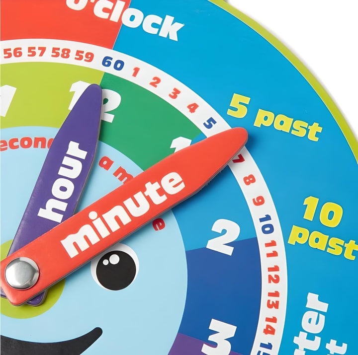 Early Learning Education Clock Moveable Hands Smiley Face Magnetic. - Easy to Use and to Learn for Young Children as Well as Durable and Portable.