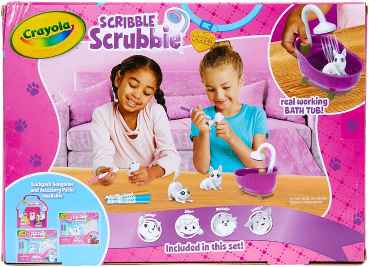 Scribble Scrubbies Tub Set (4 Pets), Washable Pet Care Toy, Coloring Animal Craft, Toys for Girls & Boys, Gifts for Kids, Ages 3+