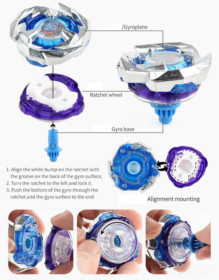 Battling Set, Spinninning Top Burst Boy Combat Battling Game Set, Spinning & Launchers, Greats Birthday Gift for Boys, 8 Spinning Tops