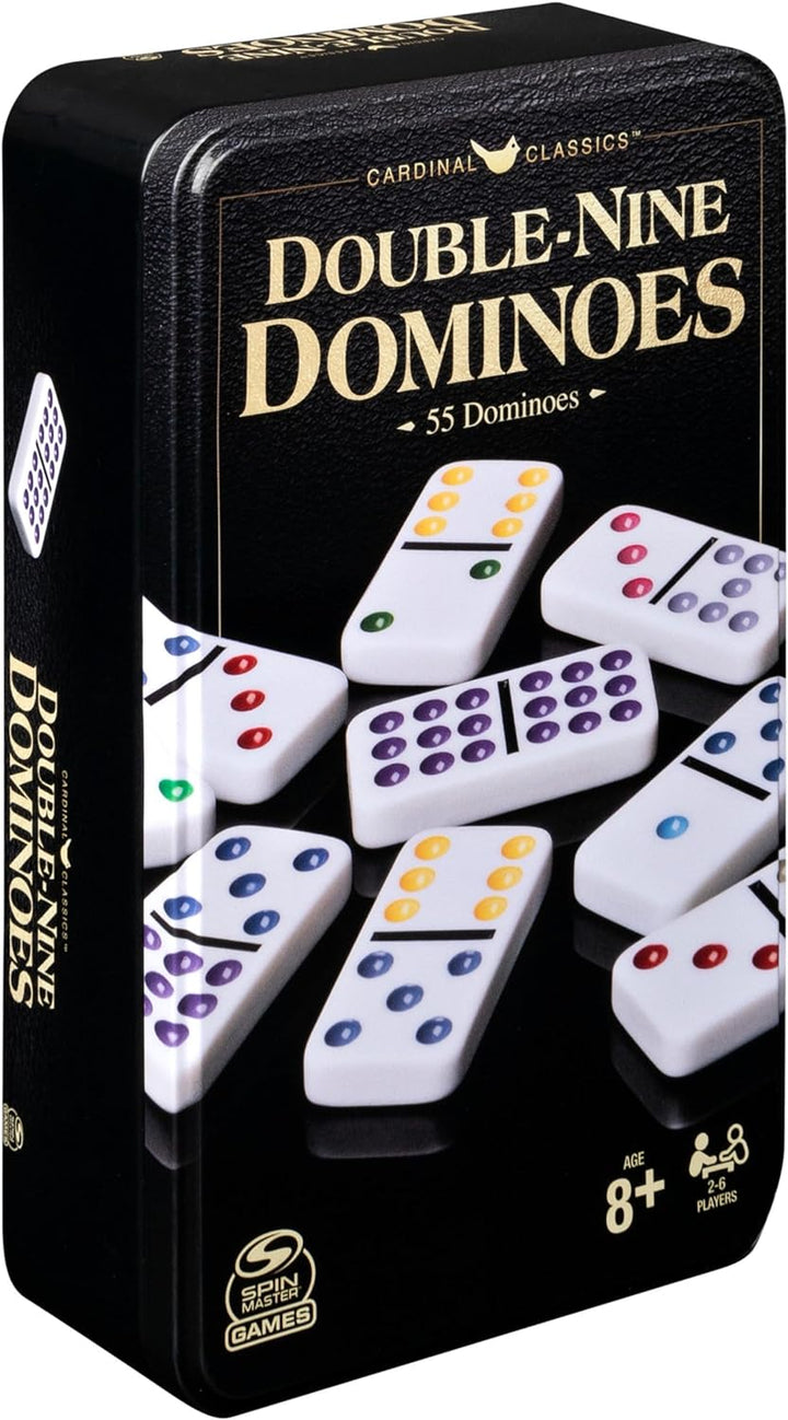 , Cardinal Classics Double Nine Dominoes Set in Storage Tin, Dominoes for Kids & Adults, Classic Game, 2-6 Players, for Ages 8 & Up