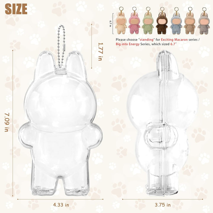 Protective Case for LABUBU, High Clear Case Cover for Labubu Doll, Acrylic Display Box with Keychains (Doll Not Include)