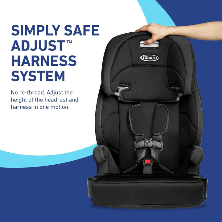 Tranzitions 3-In-1 Harness Booster Car Seat, Forward Facing Car Seat, Highback, to Backless Booster, Black