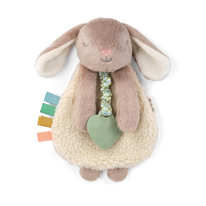 - Itzy Lovey Including Teether - Baby Lovey with Teether, Textured Ribbons & Dangle Arms - Features Crinkle Sound, Sherpa Fabric and Minky Plush (Pink Bunny)
