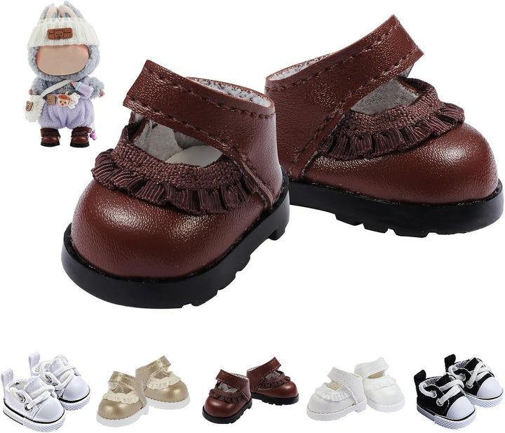 2025New Doll Shoes,For Bubu Shoes, Perfect Match for Bubu Clothes,Shoes for 15&17Cm Doll Accessories,1 Pair of Mini Black Canvas Shoes