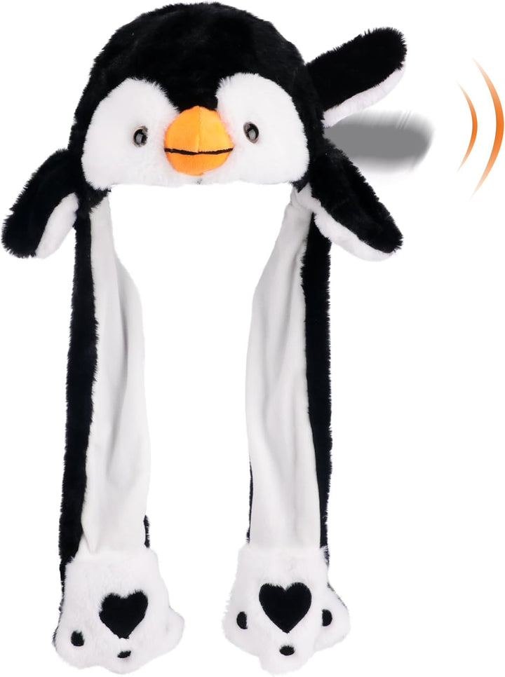 Animal Hat with Ears Moving Jumping Pop up Beating Hat Plush Holiday Cosplay Dress up Funny Gift for Kids