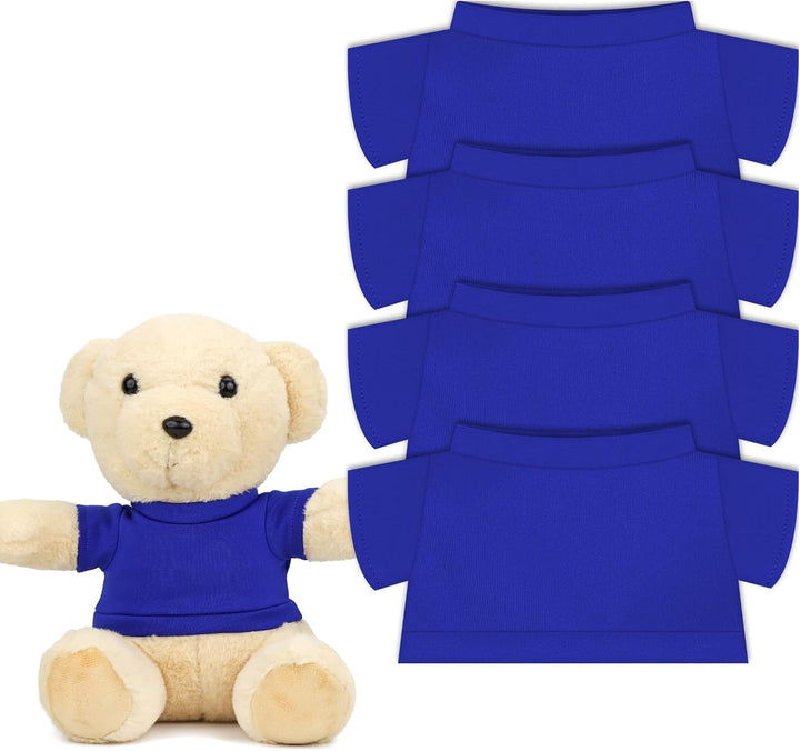 4 PCS Stuffed Bear Basic T Shirt Clothes for 10-12Inch, T Shirt Classic Crew Neck Bear, Cute Tiny Clothes DIY Bear Toy (For 10-12 Inch,White)
