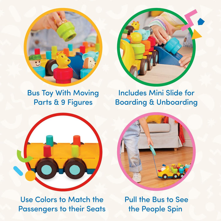– Toy Bus for Toddlers with Moving Parts & 9 Figures – Developmental Toy for Babies – Spinning Bus – 18+ Months