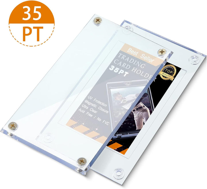 Acrylic Card Holder Screw Trading Card Protector 35 PT Clear Protectors for Baseball Football Sports Game Cards Storage and Display(15 Pieces)