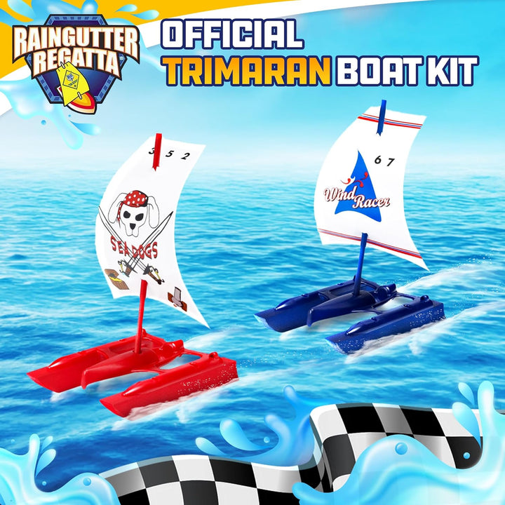 Raingutter Regatta Trimaran Race Boat Kit - Easy Build DIY Model for Kids & Scouts (Scouting America)
