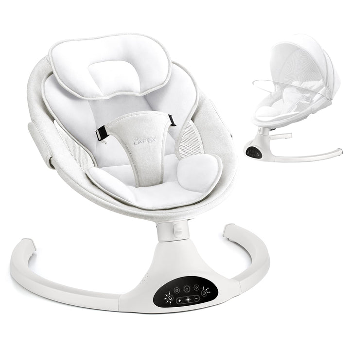 Baby Swing Infant Swing Electric Toddler Baby Rocker Portable for Newborn Boy Girl, 5 Sway Speeds with Remote Control, 10 Preset Melodies and Bluetooth, 0-6 Months Max 20 Lbs (Black)