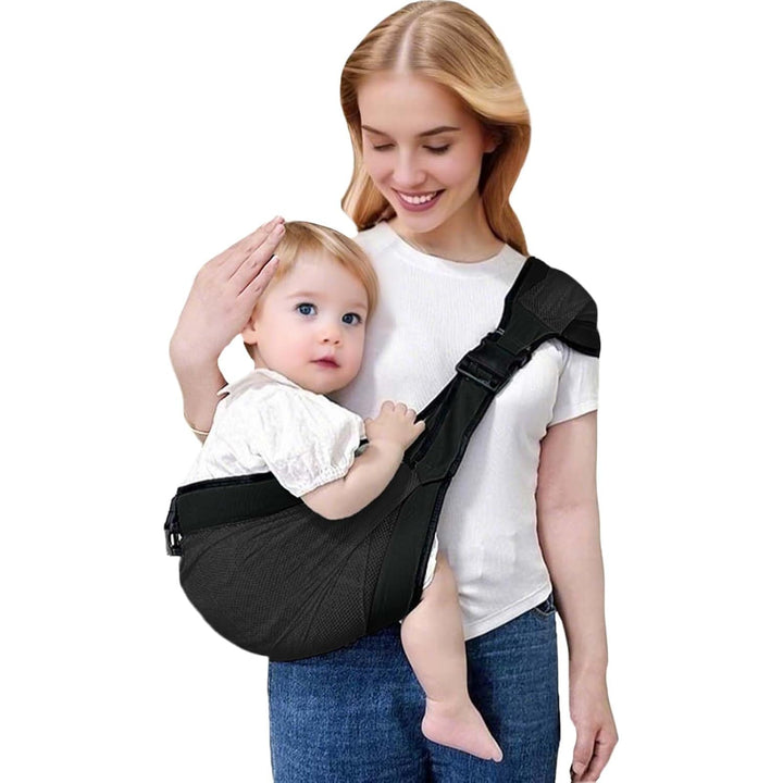 Baby Sling Carrier,Baby Carrier Newborn to Toddler Carrier Essentials Safety Non-Slip Baby Half Wrapped Sling Hip Holderr Carrying 8-35Lbs(Black)