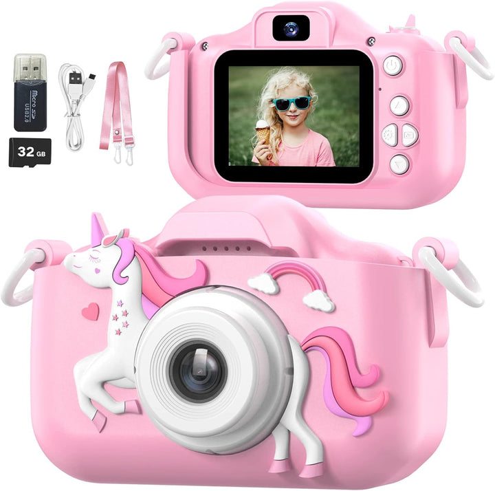Kids Camera Toys for 3-12 Years Old Boys Girls Children,Portable Child Digital Video Camera with Silicone Cover, Christmas Birthday Gifts for Toddler Age 3 4 5 6 7 8 9 (Camo Pink)