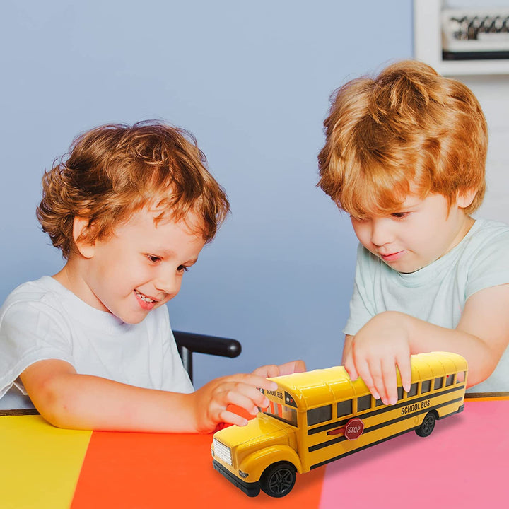 Yellow School Bus Toy for Kids - 8.5 Inch Pull Back Car with Cool Opening Doors and Rubber Tires - Durable Diecast School Bus - Best Birthday Gift for Boys and Girls