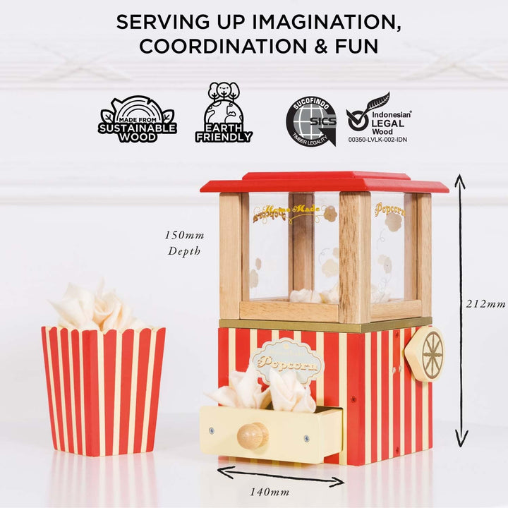 - Wooden Honeybake Retro Popcorn Machine | Cinema, Kitchen or Movies Pretend Play | Movie Night Role Kids Play Toy