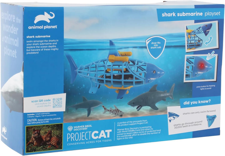 Shark Submarine Adventure Playset – Lights & Sounds Submarine with Chomping Great White Shark & Diver for Kids Ages 3+