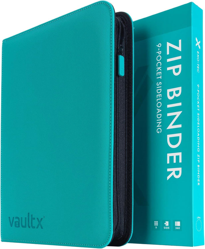 9 Pocket Trading Card Zip Binder, 360 Cards, Premium Exo-Tec Album Material, 20 Side-Loading Pages, Folder for Collectible Games, Sports, TCG (Black)