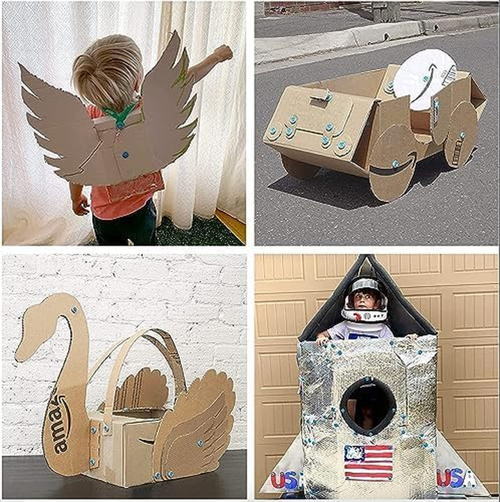 Discover | 126 Piece Cardboard Construction Toolbox for 1-5 Makers | STEM and STEAM Educational Toys for Kids | at Home Play + Classroom Learning | Reusable Tools for Boys and Girls Age 5+
