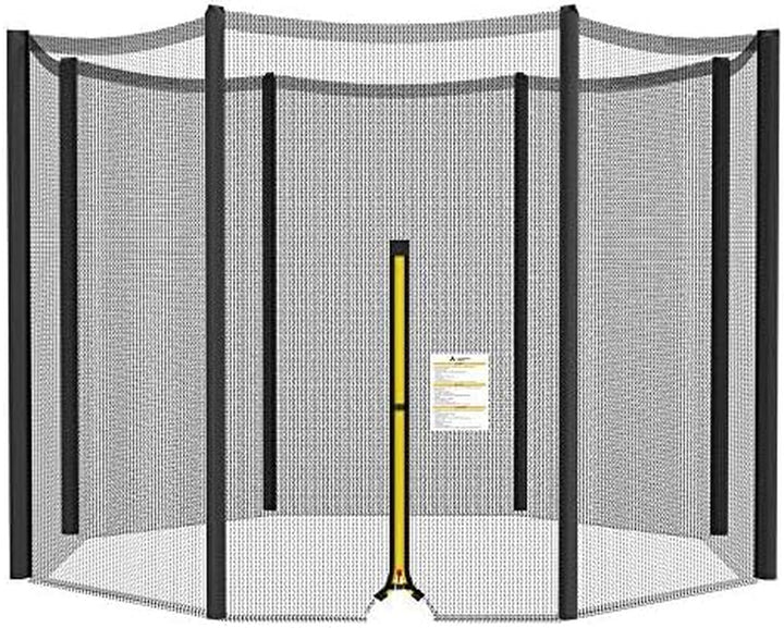 Trampoline Net Replacement 10FT 12FT 14FT 15FT 16FT Netting Replacement for round Frame Trampolines Enclosure Net 6 Poles 8 Straight Poles Sleeve Zipper Protection Buckles